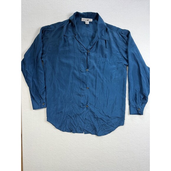 Jonathan Martin 100% Silk Women’s Shirt Small Blue Long Sleeve Blouse - Picture 1 of 8